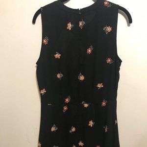Mini Dress Black with Red Flowers Size M